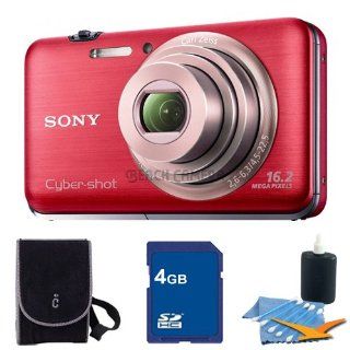 Sony Cyber Shot DSC WX9 16.1 MP Exmor R CMOS Digital Still Camera with Carl Zeiss Vario Tessar 5x Wide Angle Optical Zoom Lens and Full HD 1080/60i Video (Red) Bundle Includes DSC WX9 (Red), 4 GB Memory Card, Camera Carrying Case and Cleaning Kit  Point A