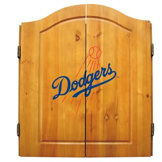 MLB Los Angeles Dodgers Wooden Dartboard Cabinet Set Baseball