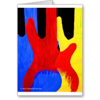 Abstract Bass Guitars in Primary Colors Greeting Cards