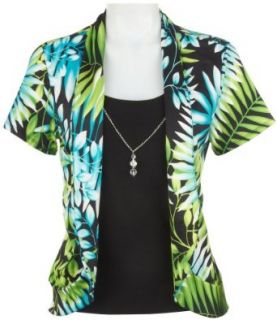 Notations Petite Necklace And Duet Top Blue multi Small Blouses