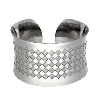 39MM Stainless Surgical Steel Large Checkerboard Cuff Bangle Bracelet 7.5 Inches Link Bracelets Jewelry