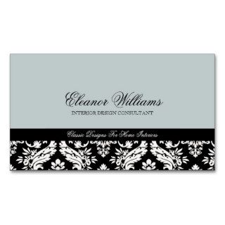 Damask Interior Design Home Staging Card in Blue Business Card