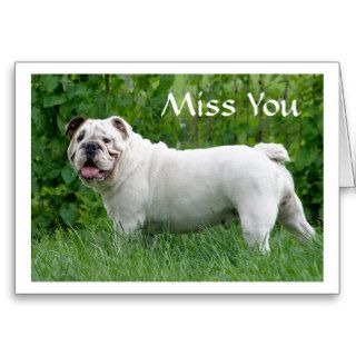Miss You English Bulldog Puppy Dog Greeting Card