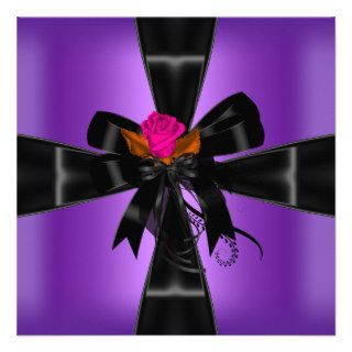 Quinceanera 15 Birthday Party Pink Purple Black Personalized Announcement