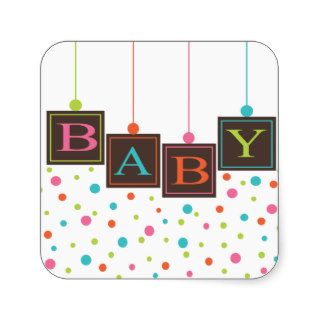 BABY Blocks of Bright Color Baby Shower Sticker