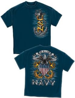 Navy Military Branch Bold Front/Back Emblem Proud T Shirt Fashion T Shirts Clothing