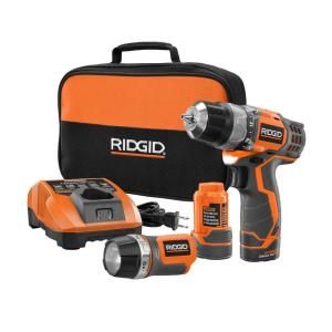 RIDGID Reconditioned 12 Volt 3/8 in. Cordless 2 Speed Drill and Flashlight Combo Kit ZRR92009