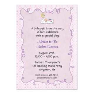 Pink Purple Polka Dots Baby Shower Invitation