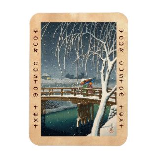 Late Snow Along Edo River hasui kawase winter art Rectangle Magnet