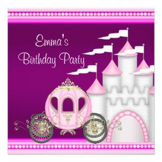 Princess Carriage Castle Girls Princess Birthday Personalized Invitations