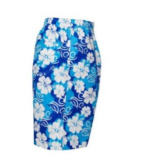 Boys Swim Trunks with pockets. White/Blue Floral Size LG Clothing