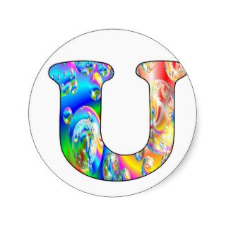 Monogram Letter U Sticker Colourful Bubbles