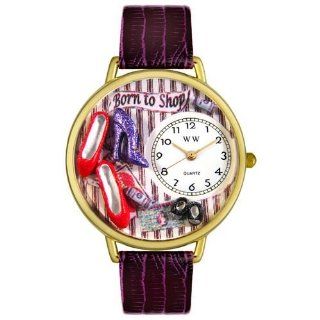 Shoe Shopper Purple Leather And Goldtone Watch 