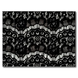 Elegant French Girly Floral Black Lace Post Card