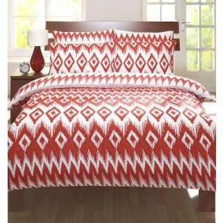 LUXURY REVERSIBLE DOUBLE BED DUVET COVER QUILT LINEN BEDDING SET IKAT RED   NEW   Hypoallergenic Pillows