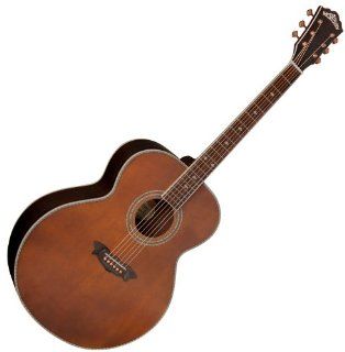 Washburn Vintage Wj130ek Aged Jumbo Acoustic Electric Guitar w/ Case Musical Instruments