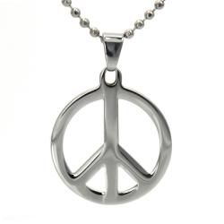 West Coast Jewelry Stainless Steel Polished Peace Sign Necklace West Coast Jewelry Stainless Steel Necklaces