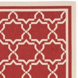 Poolside Red/ Bone Indoor/ Outdoor Area Rug (9' x 12') Safavieh 7x9   10x14 Rugs