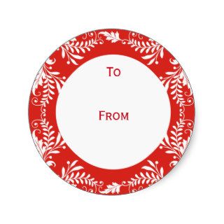 Elegant Personalized Gift Tags Red Round Stickers
