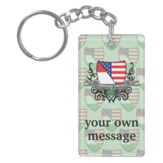 Hungarian American Shield Flag Rectangular Acrylic Keychain