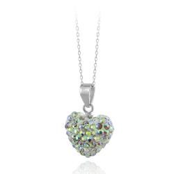 Icz Stonez Sterling Silver Crystal Fireball Heart Necklace ICZ Stonez Crystal, Glass & Bead Necklaces