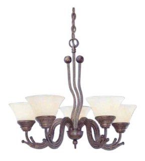Toltec Lighting 225 BRZ 503 Wave Five Uplight Chandelier Bronze Finish with Amber Marble Glass, 7 Inch    