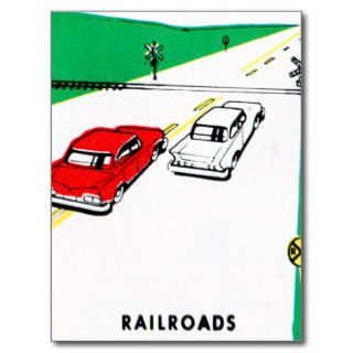 Vintage Kitsch 60s Drivers Ed Manual Train Cross Postcards