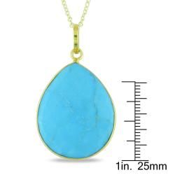 22K Gold Plated Silver Turquoise Pendant Necklace Miadora Gemstone Necklaces