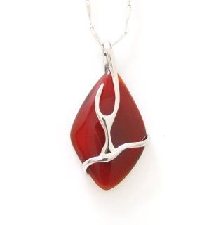 ShowJade TM Fashion Sterling Silver Round Red Agate Protect Happiness Pendant Only. Jewelry