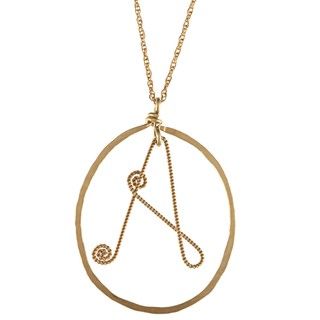 14k Gold Filled Chain With Hanging 1 inch Letter Inside Hammered Hoop Necklaces
