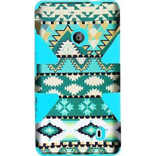 Dynamic Dual Layer Cover for Nokia Lumia 521, Mint Green Aztec Cell Phones & Accessories