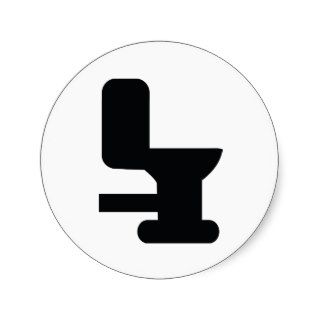 black toilet icon round stickers