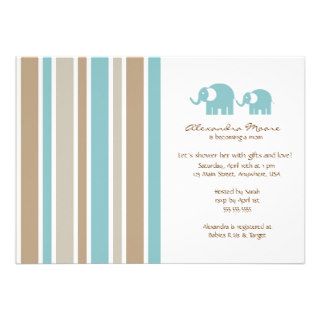 Stripes & Elephants Baby Shower Invitation