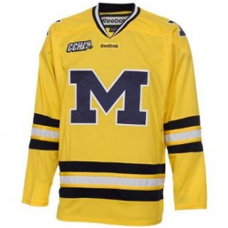 NCAA Reebok Michigan Wolverines Premier Hockey Jersey   Maize (Medium)  Sports Fan Jerseys  Sports & Outdoors