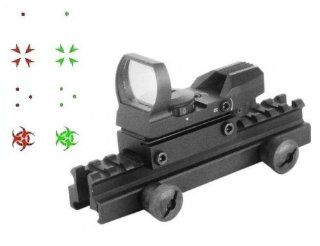 Global Sportsman QD Tactical 1" Weaver Picatinny High See Thru Stanag Riser Mount For AR15 M4 Flattop Rifle Scope + CQB 4 Multi Reticle Dual Red / Green Special Battle Edition Open Reflex Sight with Weaver Picatinny Rail Mount   Combo Combination Pack