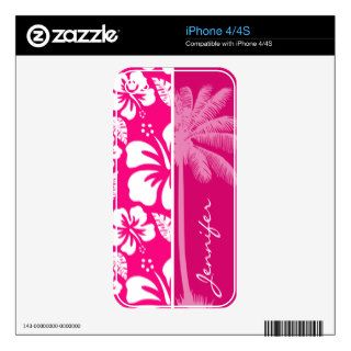 Bright Pink Tropical Hibiscus iPhone 4 Decal