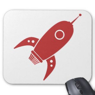 Fat Retro Rocket Ship Red Mousepad