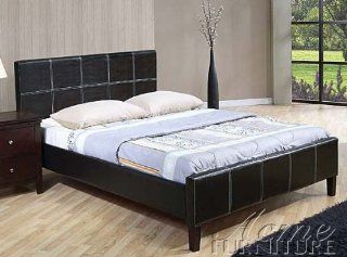 Queen Size Bed Black Bycast Leather Home & Kitchen