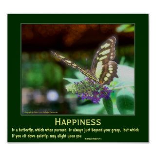 Happiness Butterfly Motivational Quote Print