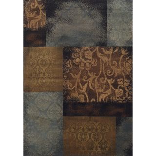 Block Stamped Blue/ Brown Rug (3'10 x 5'5) Style Haven 3x5   4x6 Rugs