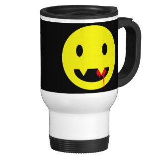 Happy Face with Fangs and Blood Tshirts Mug