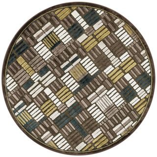 Madison Brown/ Teal Rug (3'10 Round) Alexander Home Round/Oval/Square