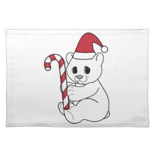 Christmas Polar Bear with Candy Cane Placemat