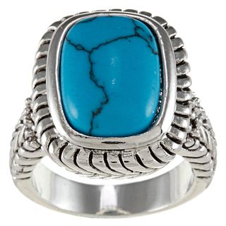 City Style Antique Metal Genuine Emerald Cut Turquoise Ring City Style Fashion Rings