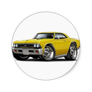 1966 Chevelle Yellow Car Round Stickers