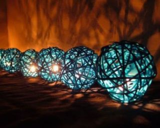 Hight Quality Blue Rattan Ball Patio Party String Lights Home Decor Wedding Dinning Room (20/set)   Lampshades  