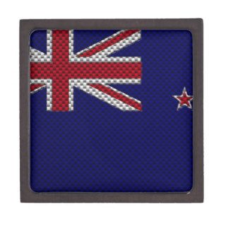 Flag of New Zealand with Carbon Fiber Effect Premium Jewelry Box