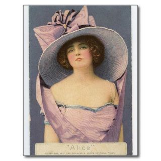 Victorian women in purple dress postcard