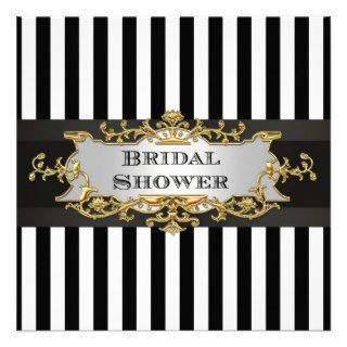 Black White Stripe Bridal Shower Invitation