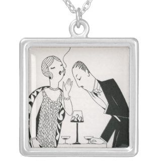 Couple Smoking After Dinner by Anne Harriet Fish Personalized Necklace